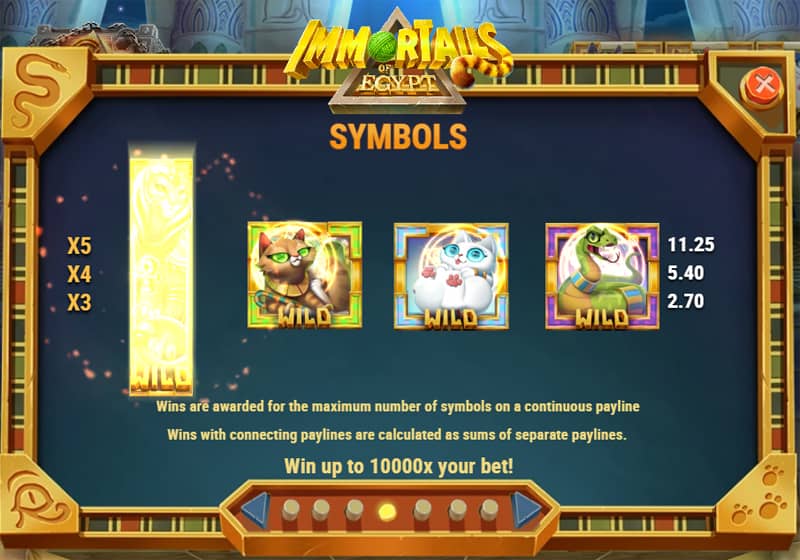 Immortails of Egypt Slot Pay Symbols page 1